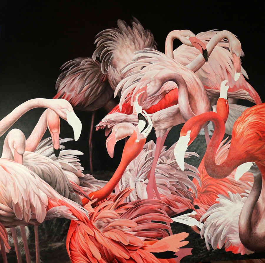 heidi willis_artist_acrylics_painting_flamingos_bird